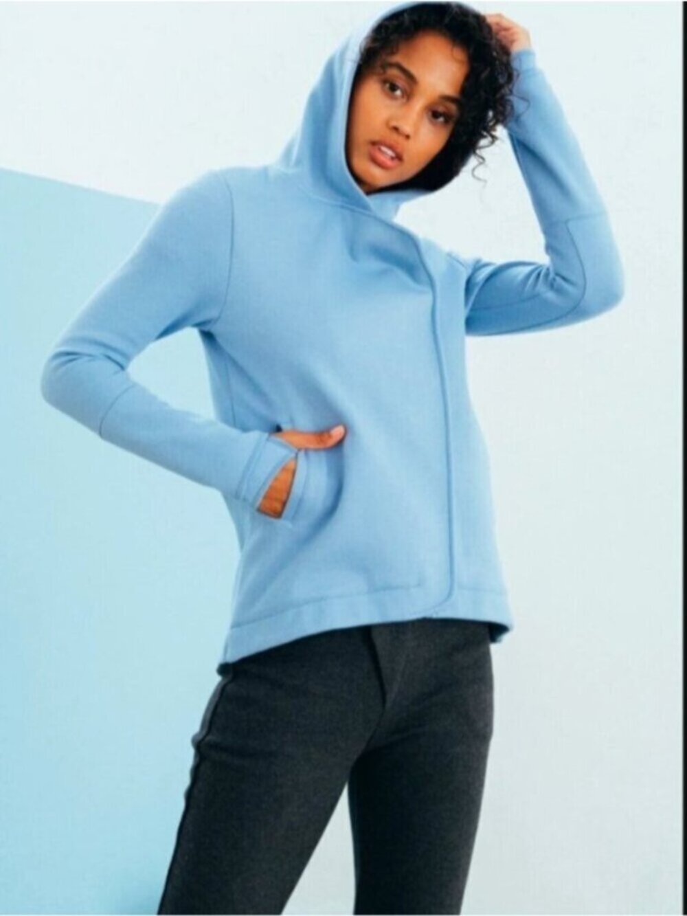 NEW APL Perfect Wool Jacket Hooded Blue Woolmark Full Zip Active $180 Medium